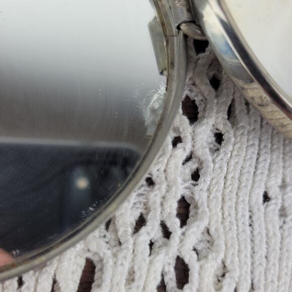 Vintage IW Rice Imports Japan Floral Flowers Folding Double Makeup Comact Mirror - Picture 4 of 8